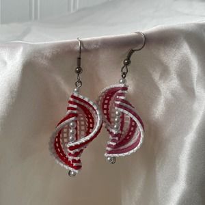 Handmade Funky Swirl Pearl Shell Dangle Earrings